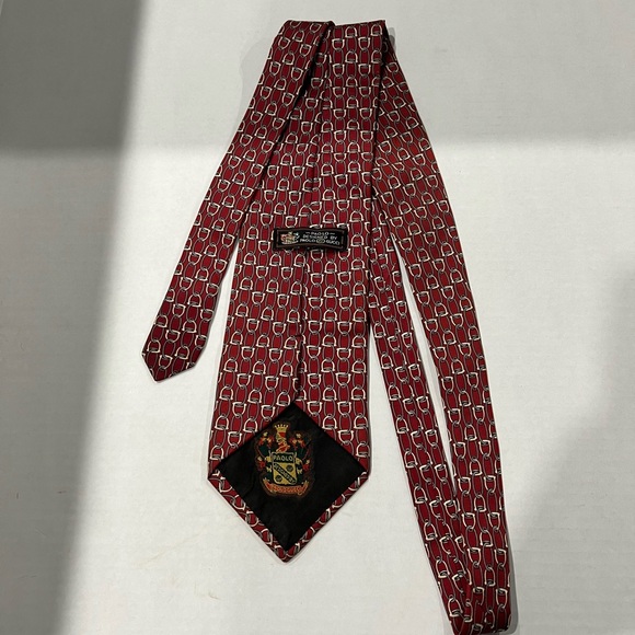 Vintage Paolo GUCCI TIE Burgundy linked Stirrups Silk Neck Tie Italy - Picture 3 of 6